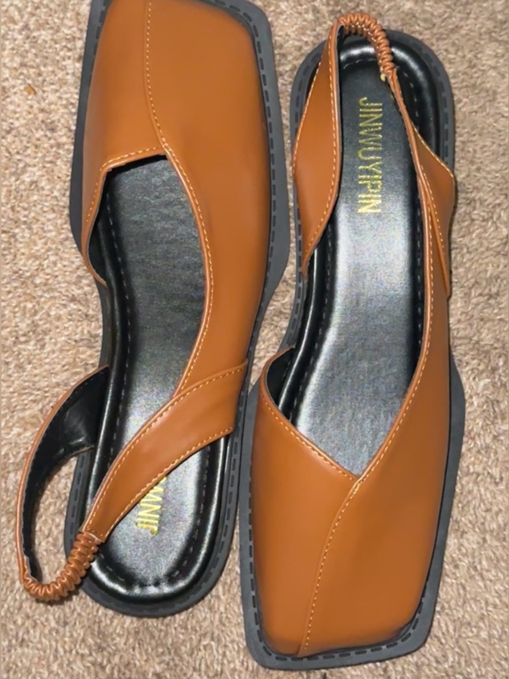 Brown Slingback Square-Toe Women’s Flats